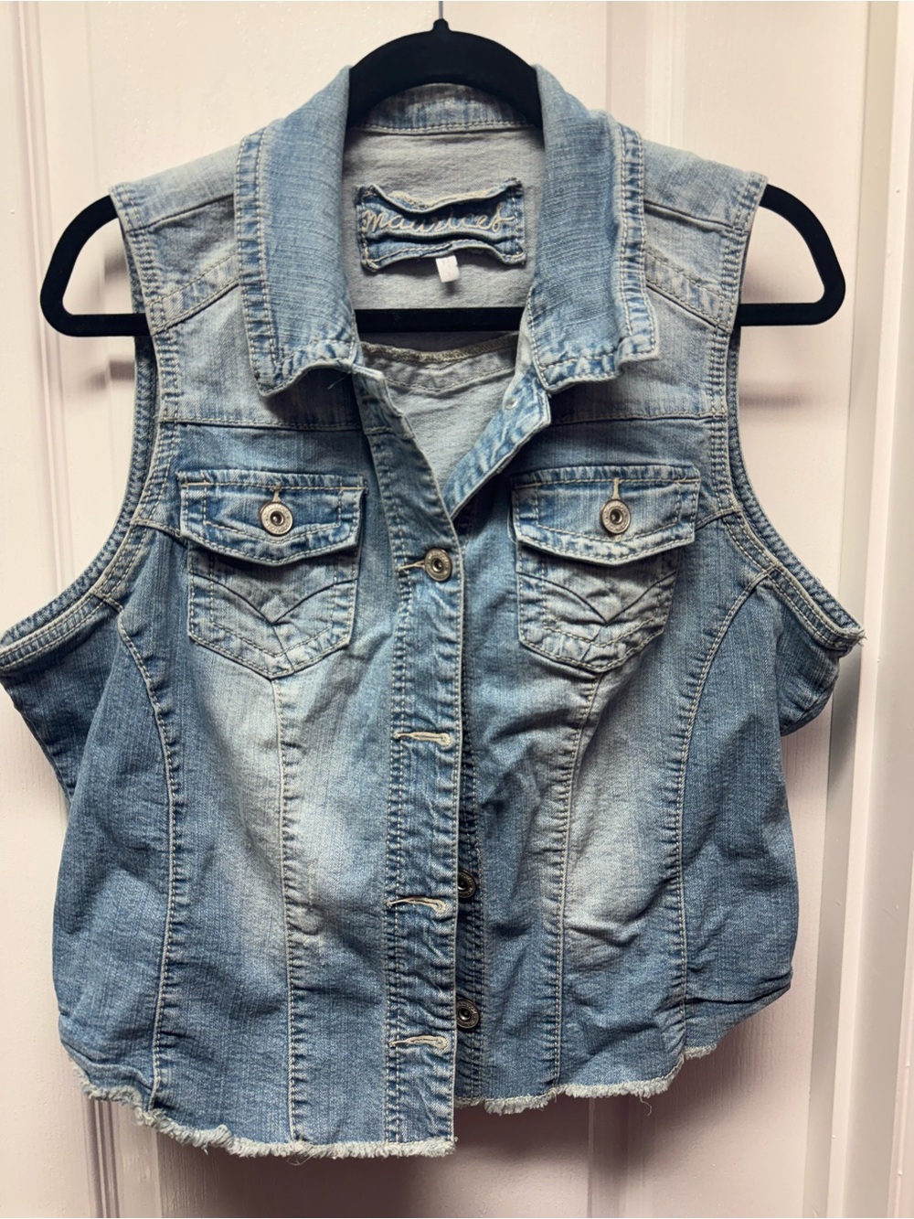 Maurices Light Blue Denim Vest